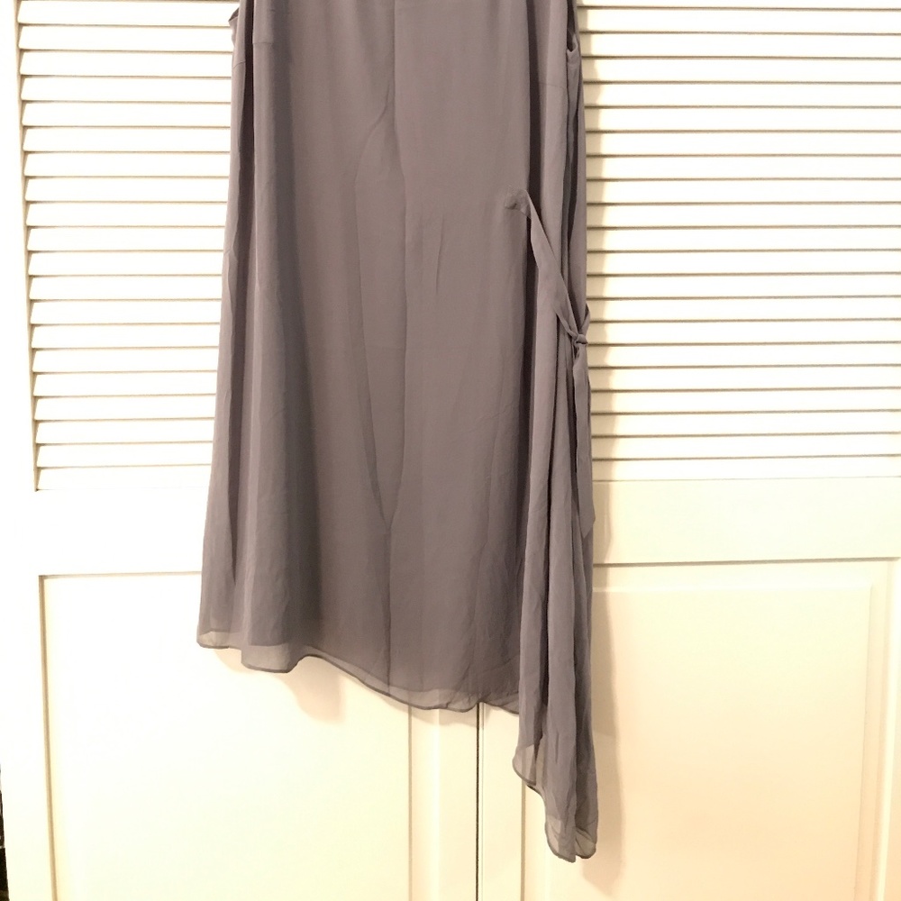 Vintage Women's DKNY Dress, Grey, Sheer Overlay, Side Tie, 1X